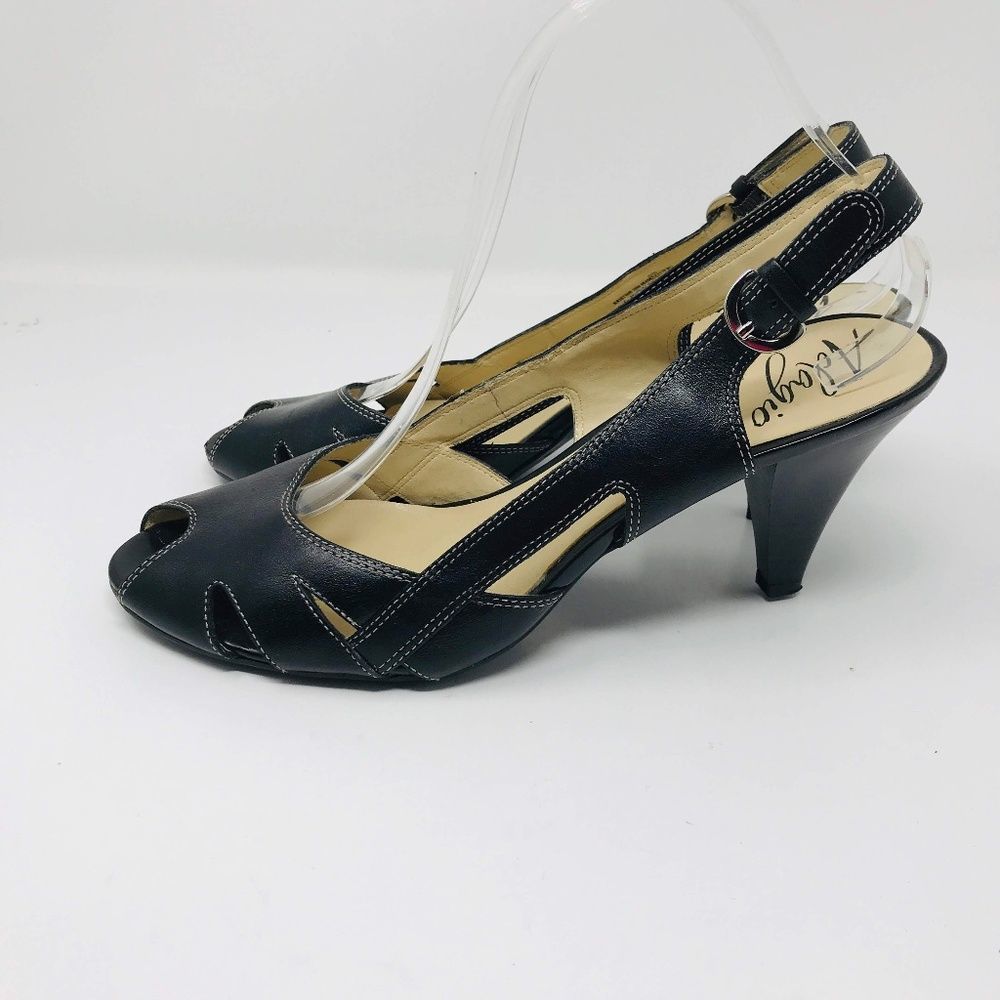 Adagio Kristine Leather Peep Toe Slingback Heels